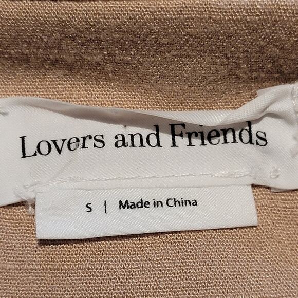 Lovers + Friends "Whitney" Linen Blend Short Sleeve Jumpsuit, Natural Tan, Sz S - Picture 10 of 12